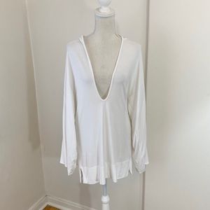 Trina Turk Solid White Hooded Swim Coverup Tunic M